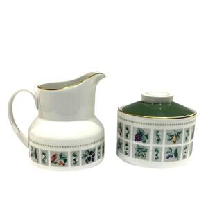 Royal Doulton England Tapestry TC1024 Fine China Sugar Bowl w/Lid & Creamer Set